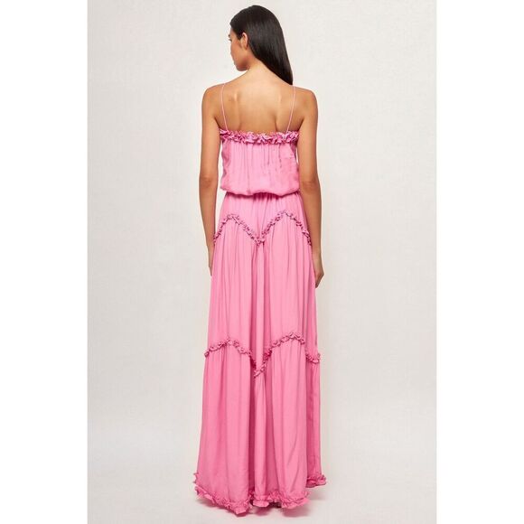S/W/F Dynamic MAXI DRESS Pink Wine Tasting Wedding Guest Brunch Size S NWT$389 - Picture 3 of 7